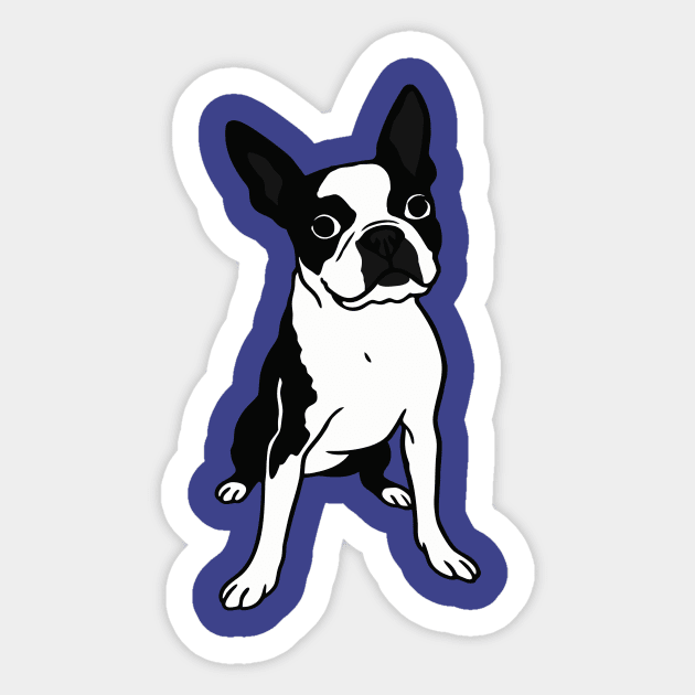 Boston Terrier Dog Illustration – Bold Black and White Pup Design Sticker by DonWillisJrArt